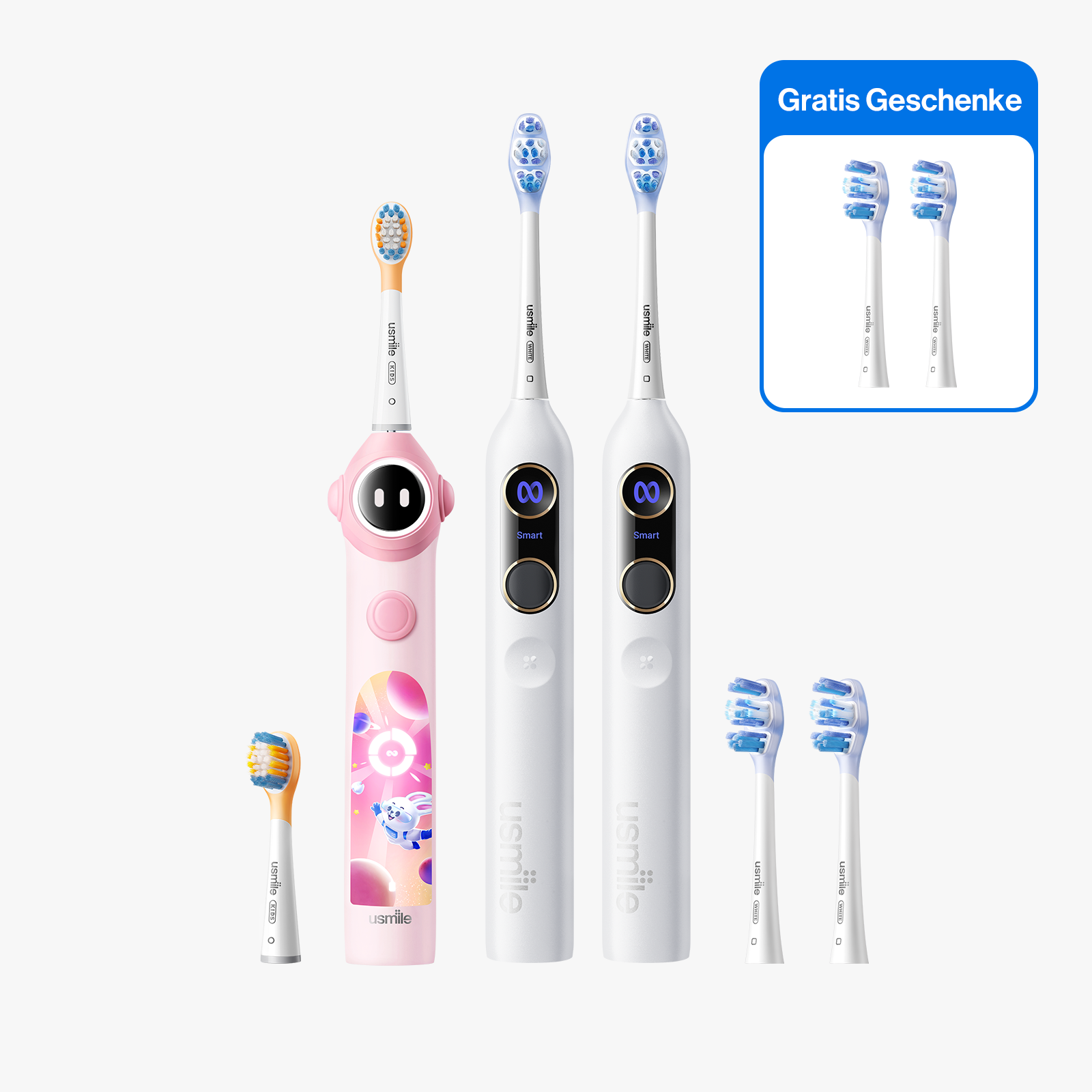 usmile Elektrische Schallzahnbürste Familien-Set
