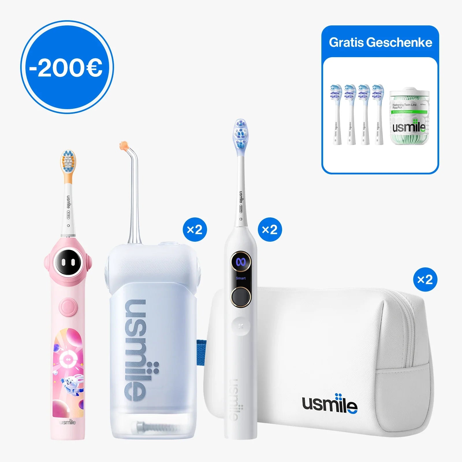 usmile Elektrische Schallzahnbürste Deluxe Family Set