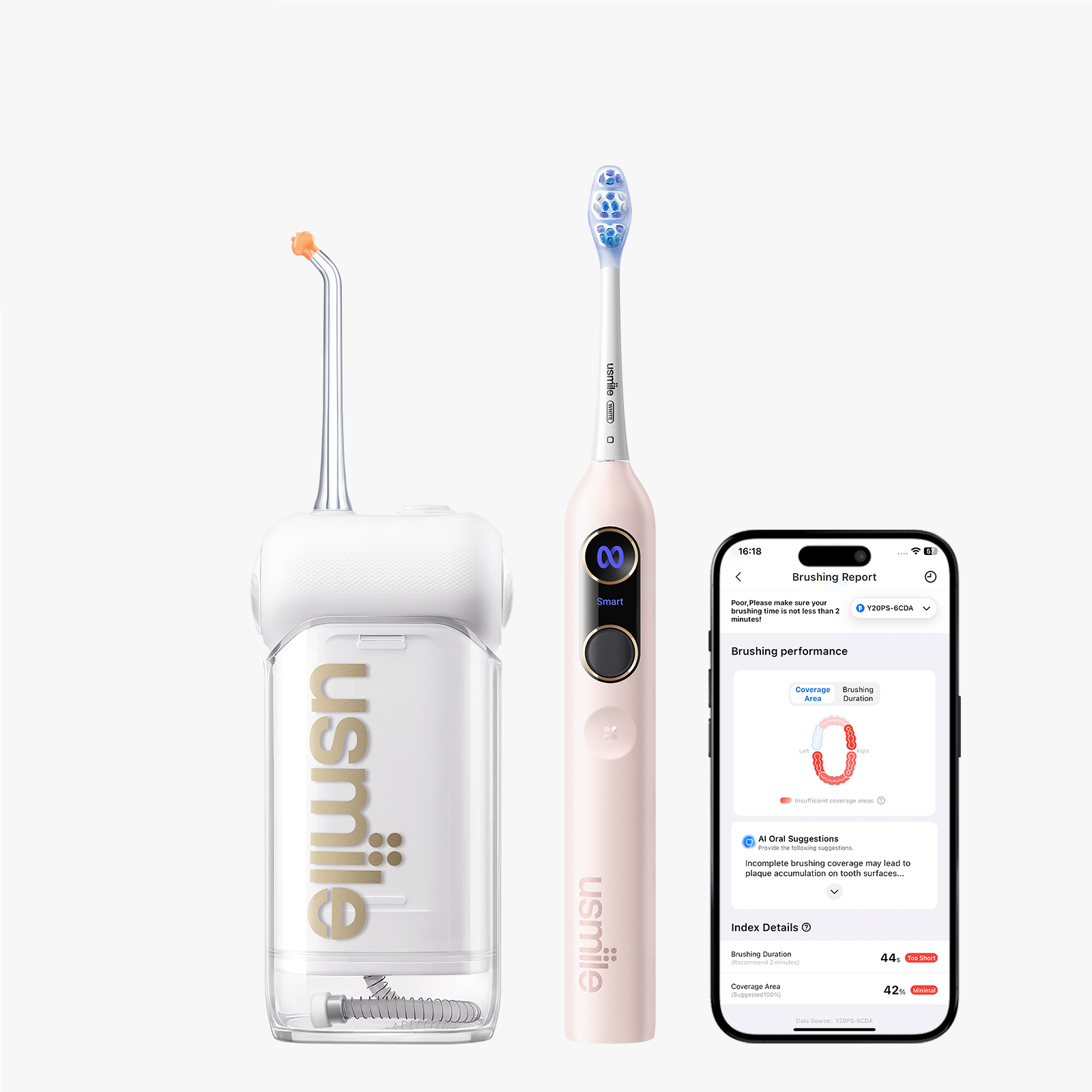 usmile Y20 PRO KI-Elektrische Zahnbürste x C10 Tragbare Munddusche